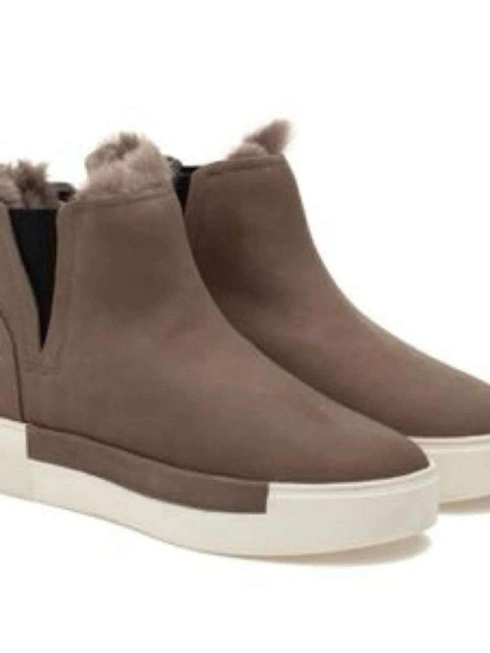 J Slides Olive Brown Slip-On Ankle Booties with White Sole